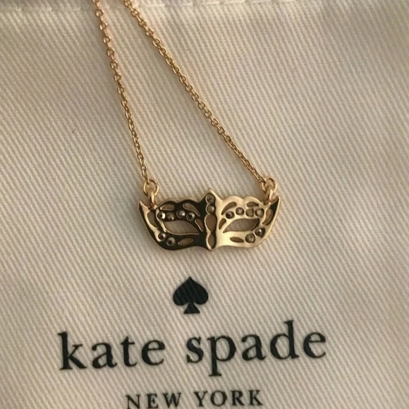 kate spade Jewelry Kate Spade Gold Pav Masquerade Mask Necklace